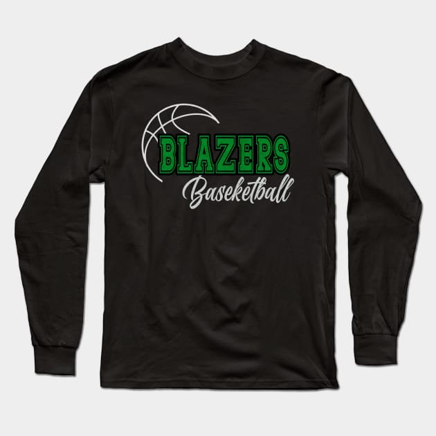 Classic Name Blazers Vintage Styles Green Basketball Long Sleeve T-Shirt by Irwin Bradtke